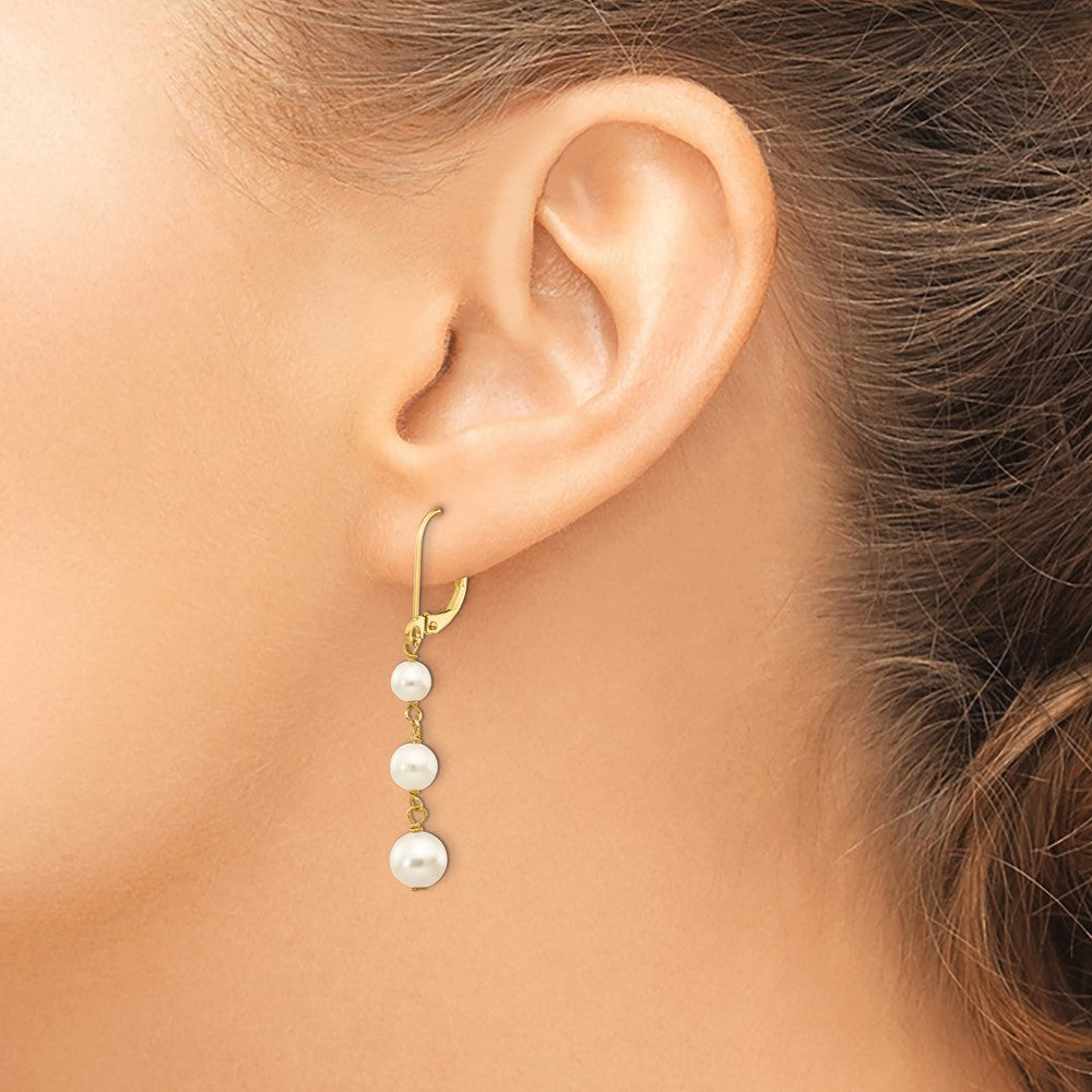 Buy Stylish 14K White Gold Pearl Dangle Earrings - 4-6mm, Luxury Design