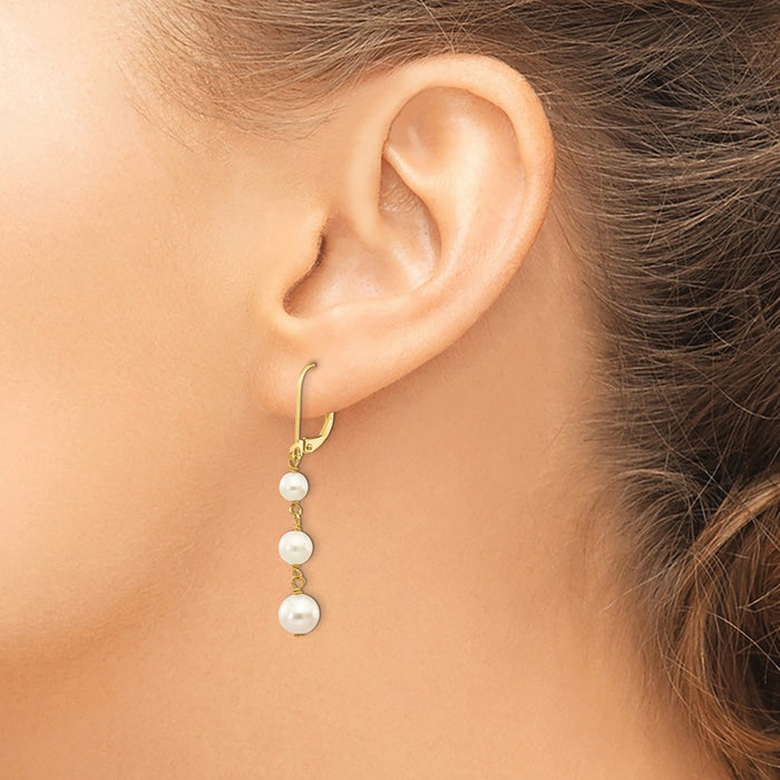 Buy Stylish 14K White Gold Pearl Dangle Earrings - 4-6mm, Luxury Design-3