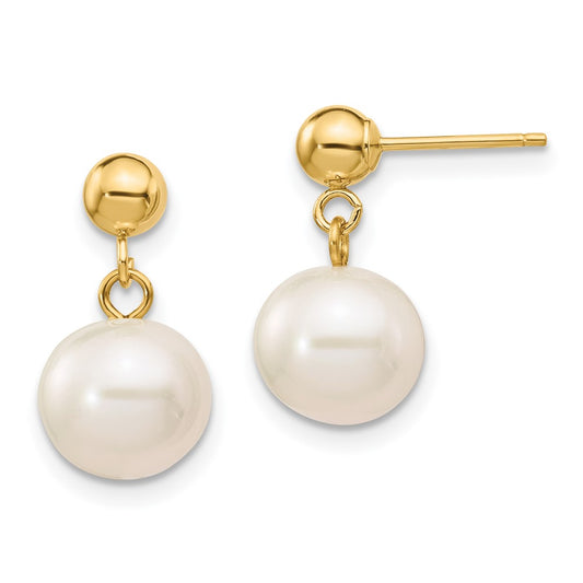 Shop Exclusive 14K White Gold 8-8.5mm Pearl Dangle Earrings - Stylish Luxury!