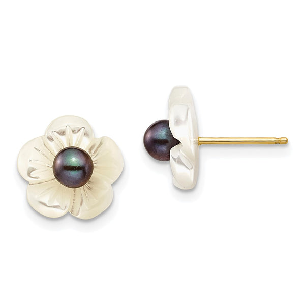 14K Gold Pearl Earrings with 10mm Mother of Pearl