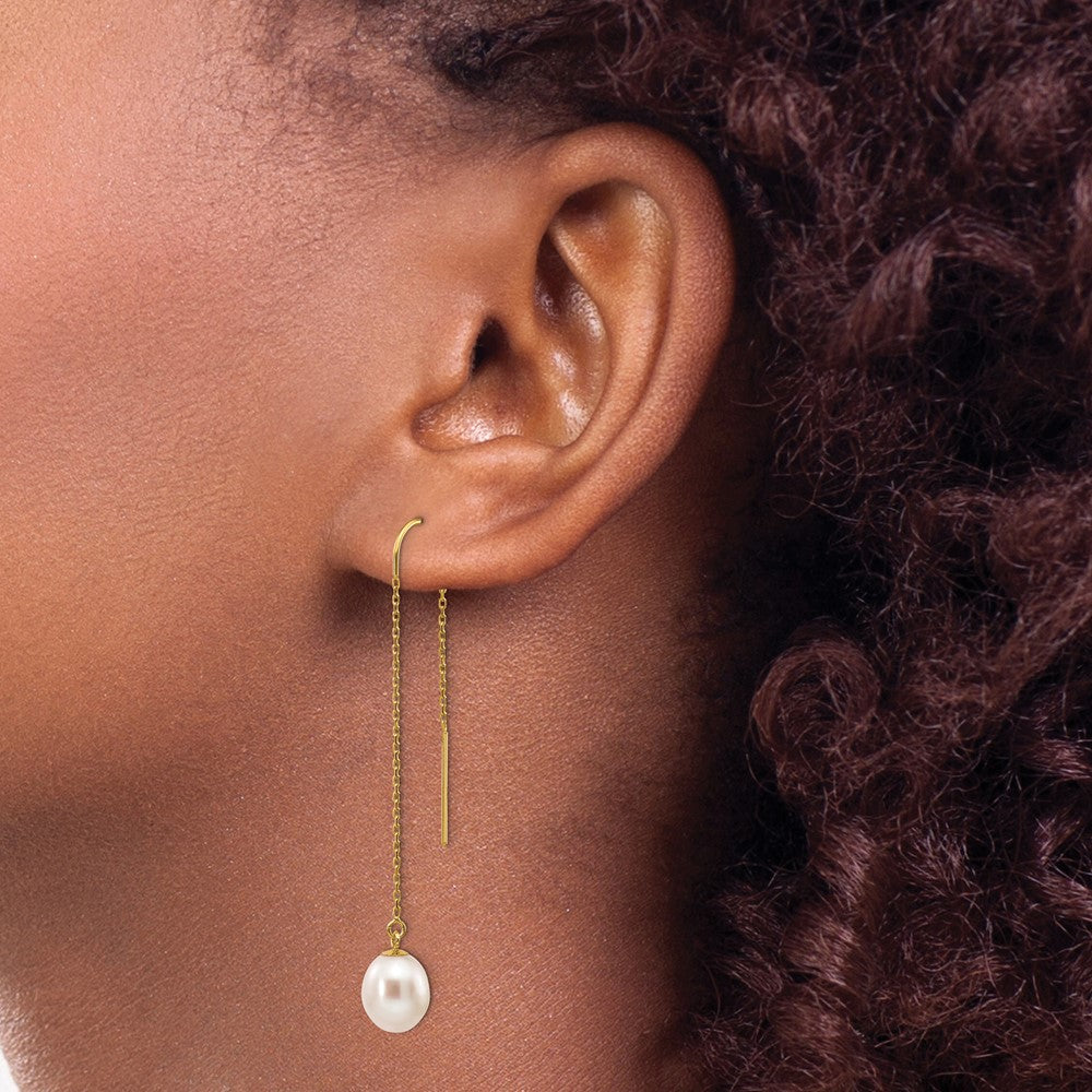 Shop Stylish 14K Gold 7-8mm White Rice Freshwater Pearl Dangle Earrings