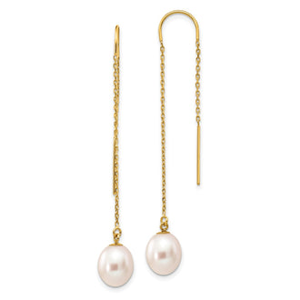 Shop Stylish 14K Gold 7-8mm White Rice Freshwater Pearl Dangle Earrings