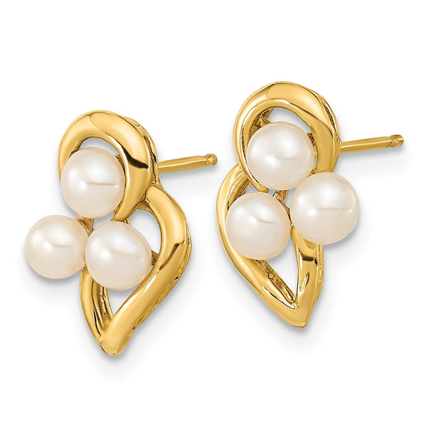 14K White Gold Freshwater Pearl Earrings - 3-4mm