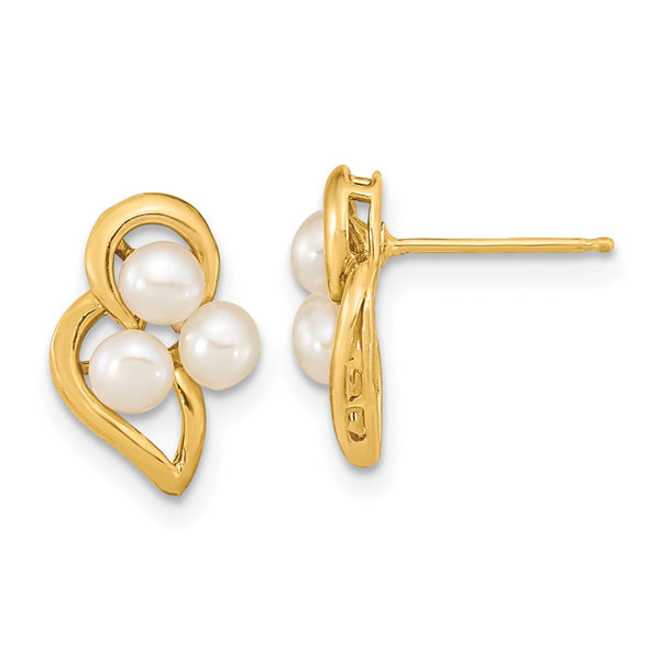 14K White Gold Freshwater Pearl Earrings - 3-4mm