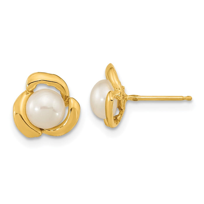 Shop Stylish 14K White Gold Pearl Button Post Earrings - 5-6mm Luxury Value-1
