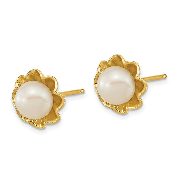 14K White Gold Freshwater Cultured Pearl Earrings - 5-6mm