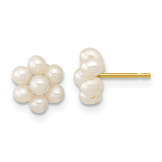 Exclusive 14K White Gold Flower Earrings with 2-3mm Pearls - Stylish Value