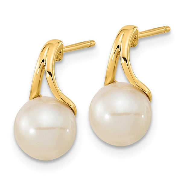 14K White Gold Freshwater Pearl Stud Earrings - 7-8mm - Style GR1-1020452