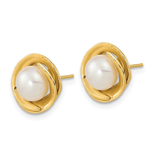 High-Quality 14K White Gold 6-7mm Freshwater Cultured Pearl Earrings - Stylish Value!