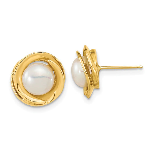 High-Quality 14K White Gold 6-7mm Freshwater Cultured Pearl Earrings - Stylish Value!