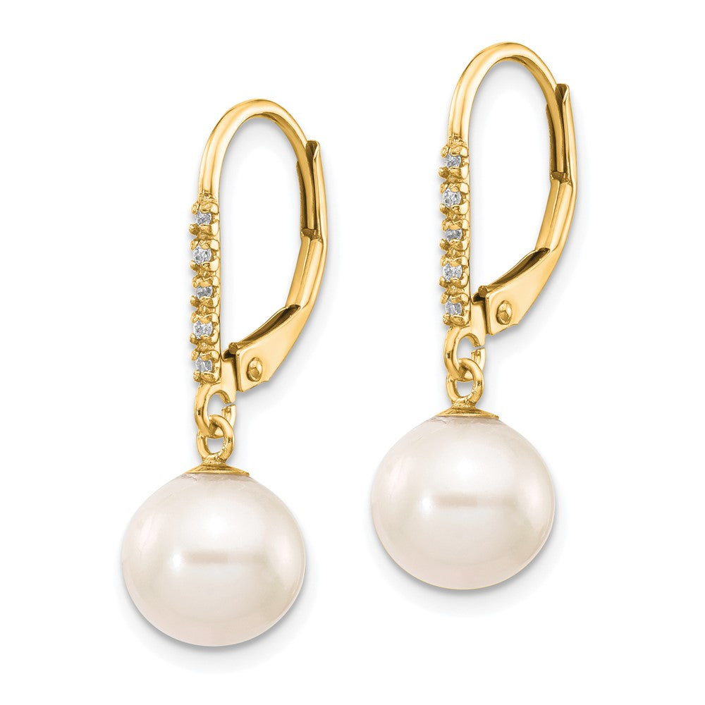 Shop Stylish 14K White Gold Pearl & Diamond Dangle Earrings - 8-9mm, 0.05ct