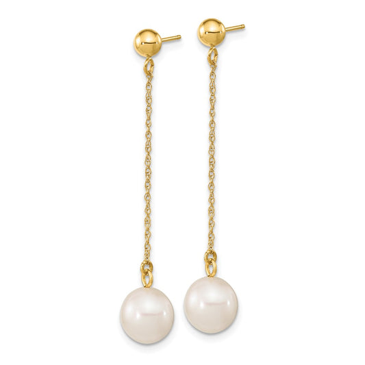Shop Exclusive 14K White Gold Dangle Earrings with 7-8mm Freshwater Pearls - Stylish Value