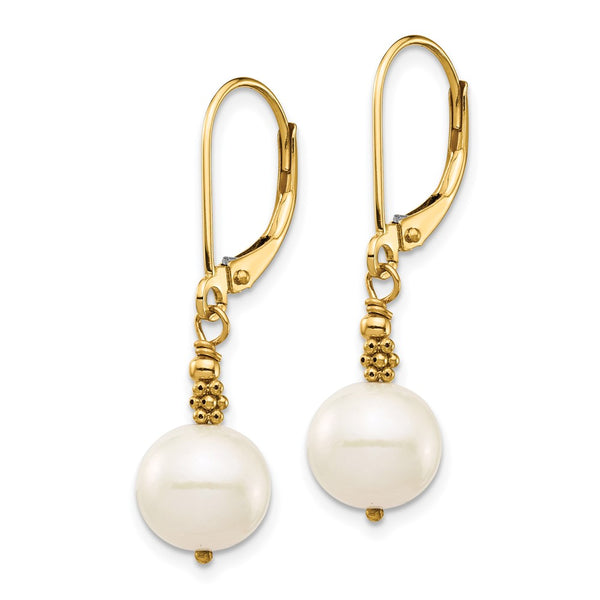 14K White Gold Dangle Earrings with 8-9mm Cultured Pearls