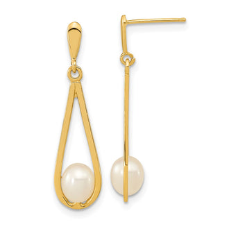 Buy Stylish 14K White Gold Dangle Earrings with 5-6mm Freshwater Pearls