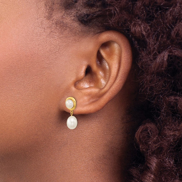 Buy Stylish 14K White Gold Freshwater Cultured Pearl Dangle Earrings - 5-7mm-3