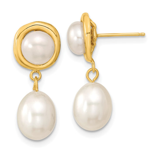 Buy Stylish 14K White Gold Freshwater Cultured Pearl Dangle Earrings - 5-7mm