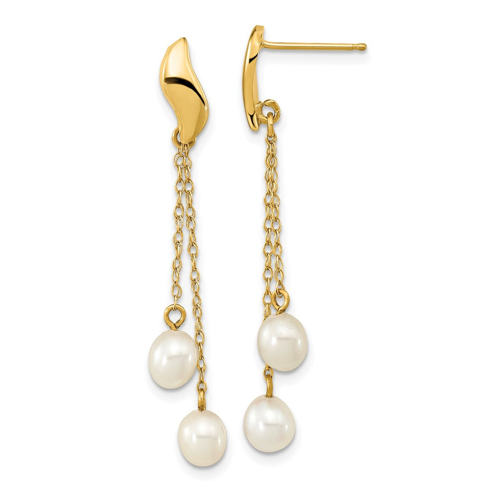 Shop Stylish 14K White Gold Dangle Earrings with 4-5mm Freshwater Pearls