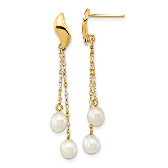 Shop Stylish 14K White Gold Dangle Earrings with 4-5mm Freshwater Pearls-1