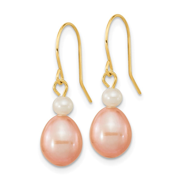 14K Gold Freshwater Pearl Dangle Earrings - 7-8mm Set