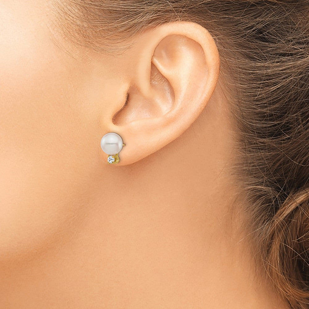 Shop Stylish 14K Gold Akoya Pearl & Diamond Stud Earrings - 8-9mm, 1/5 Carat