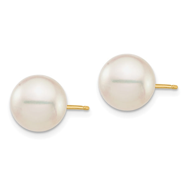 14K White Gold Akoya Pearl Stud Earrings - 9-10mm