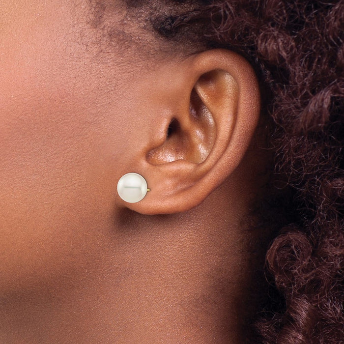 Shop Stylish 14K White Gold Akoya Pearl Stud Earrings - 9-10mm Luxury Value!-3