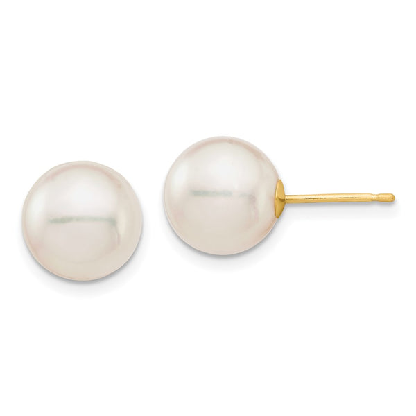 14K White Gold Akoya Pearl Stud Earrings - 9-10mm