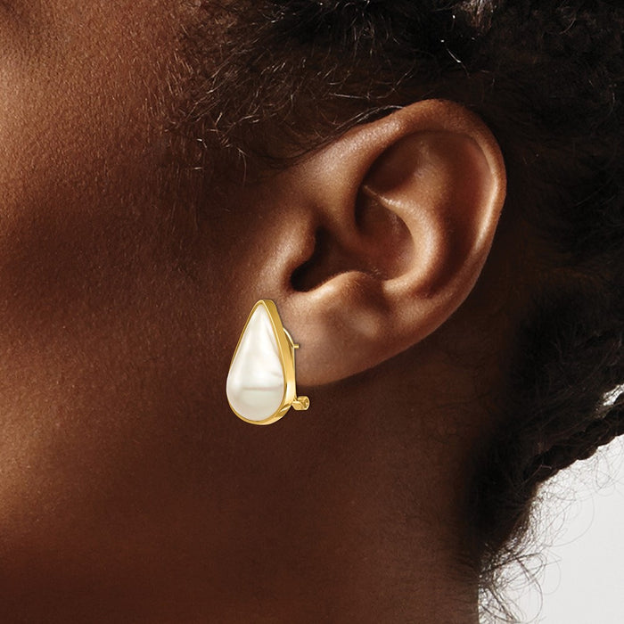 Shop Stylish 14K White Gold Mabe Pearl Earrings | 12x20mm | Luxury Value-3