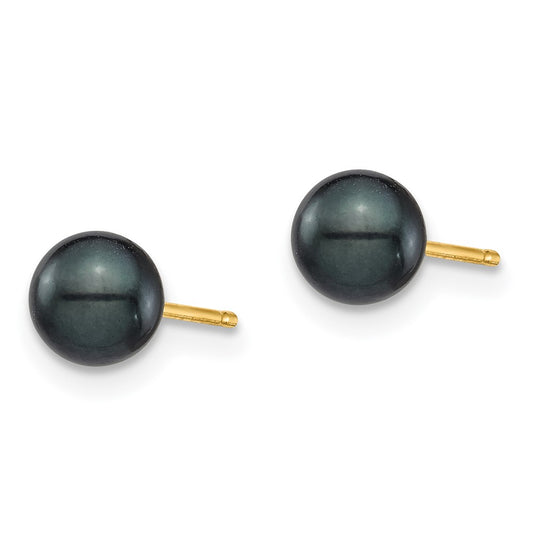 Buy Stylish 14K Gold Black Akoya Pearl Stud Earrings - 5-6mm, Affordable Luxury