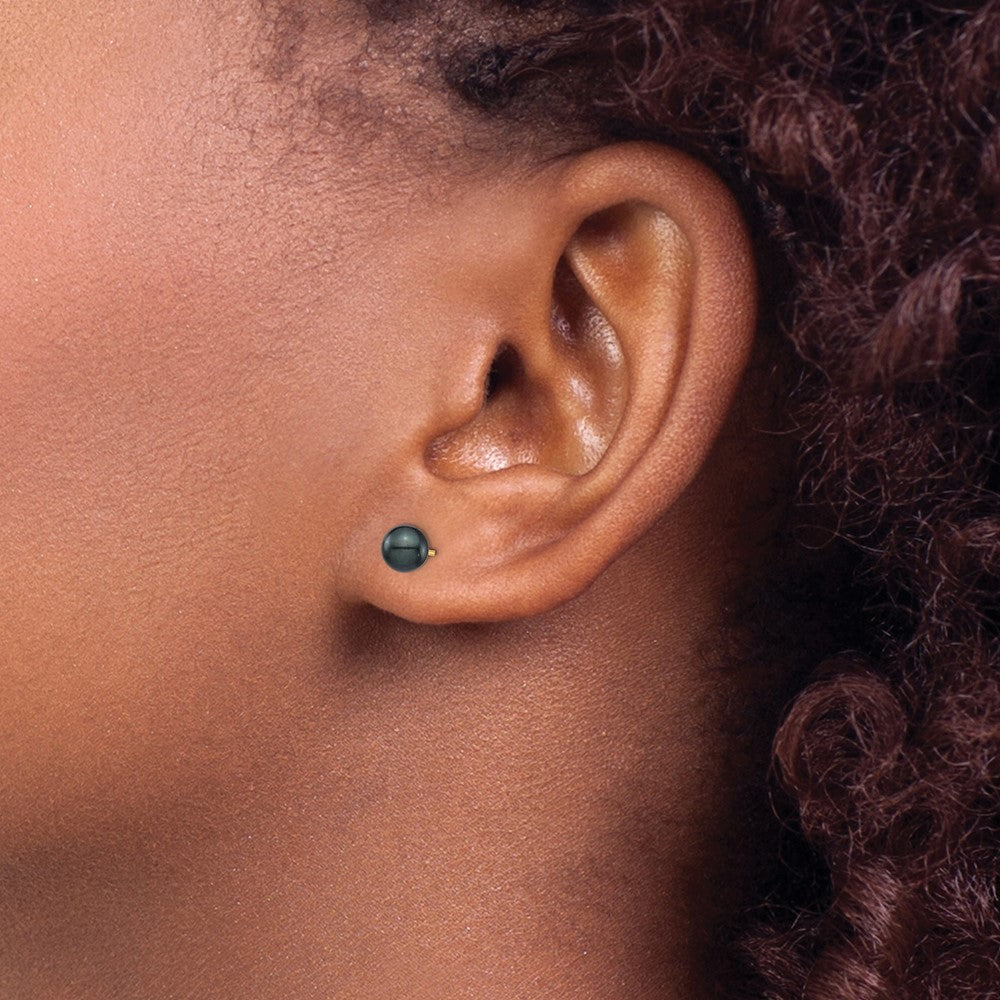 Buy Stylish 14K Gold Black Akoya Pearl Stud Earrings - 5-6mm, Affordable Luxury