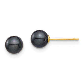 Buy Stylish 14K Gold Black Akoya Pearl Stud Earrings - 5-6mm, Affordable Luxury