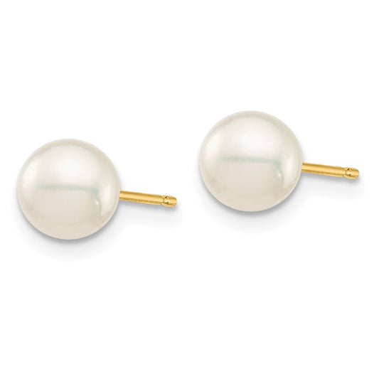 High-Quality 14k Gold Pearl Stud Earrings Set | 6mm Luxury Style, Affordable Price