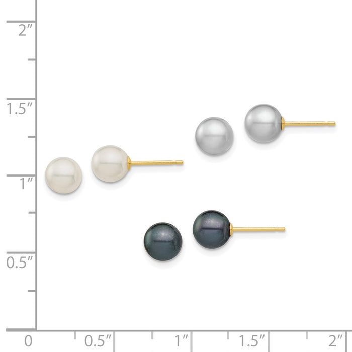 High-Quality 14k Gold Pearl Stud Earrings Set | 6mm Luxury Style, Affordable Price-3