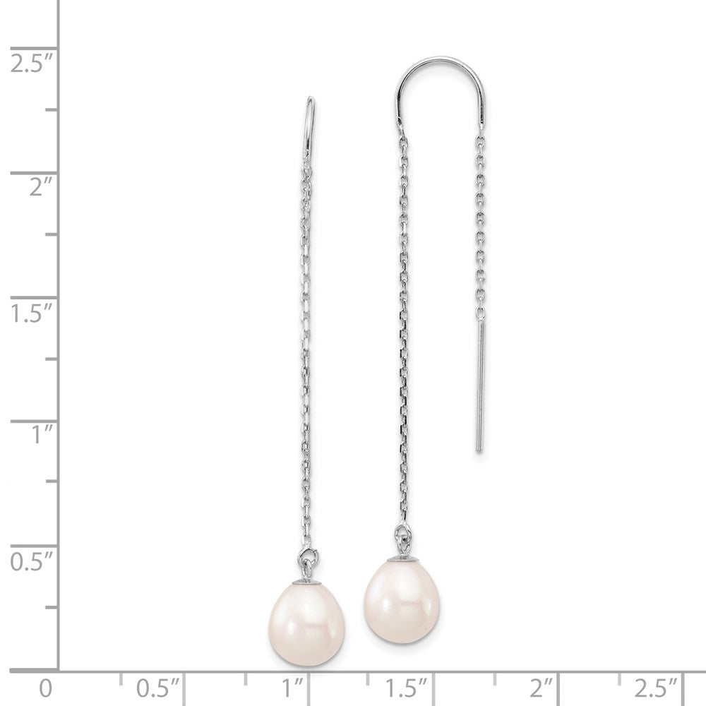 Buy Stylish 14K White Gold Threader Earrings with 7-8mm Pearl Drops