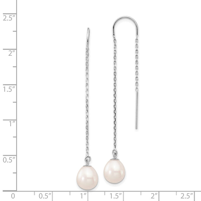 Buy Stylish 14K White Gold Threader Earrings with 7-8mm Pearl Drops-4