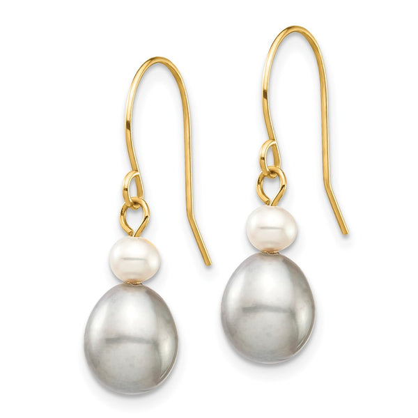 14K Gold Dangle Earrings with 4-7mm Freshwater Pearls - Style GR1-1014945