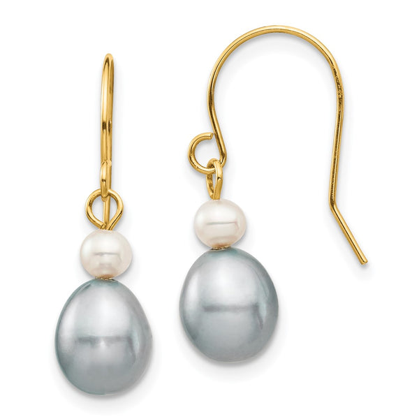 14K Gold Dangle Earrings with 4-7mm Freshwater Pearls - Style GR1-1014945