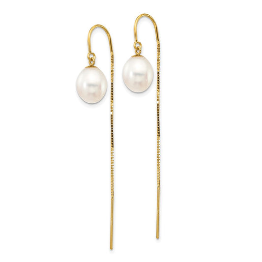 Buy Stylish 14K White Gold Threader Earrings with 7-8mm Freshwater Pearls