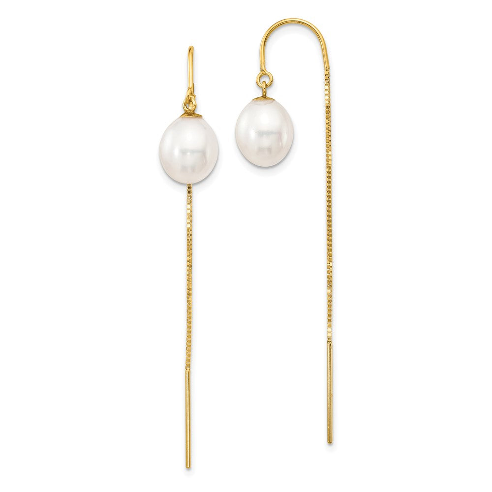 Buy Stylish 14K White Gold Threader Earrings with 7-8mm Freshwater Pearls