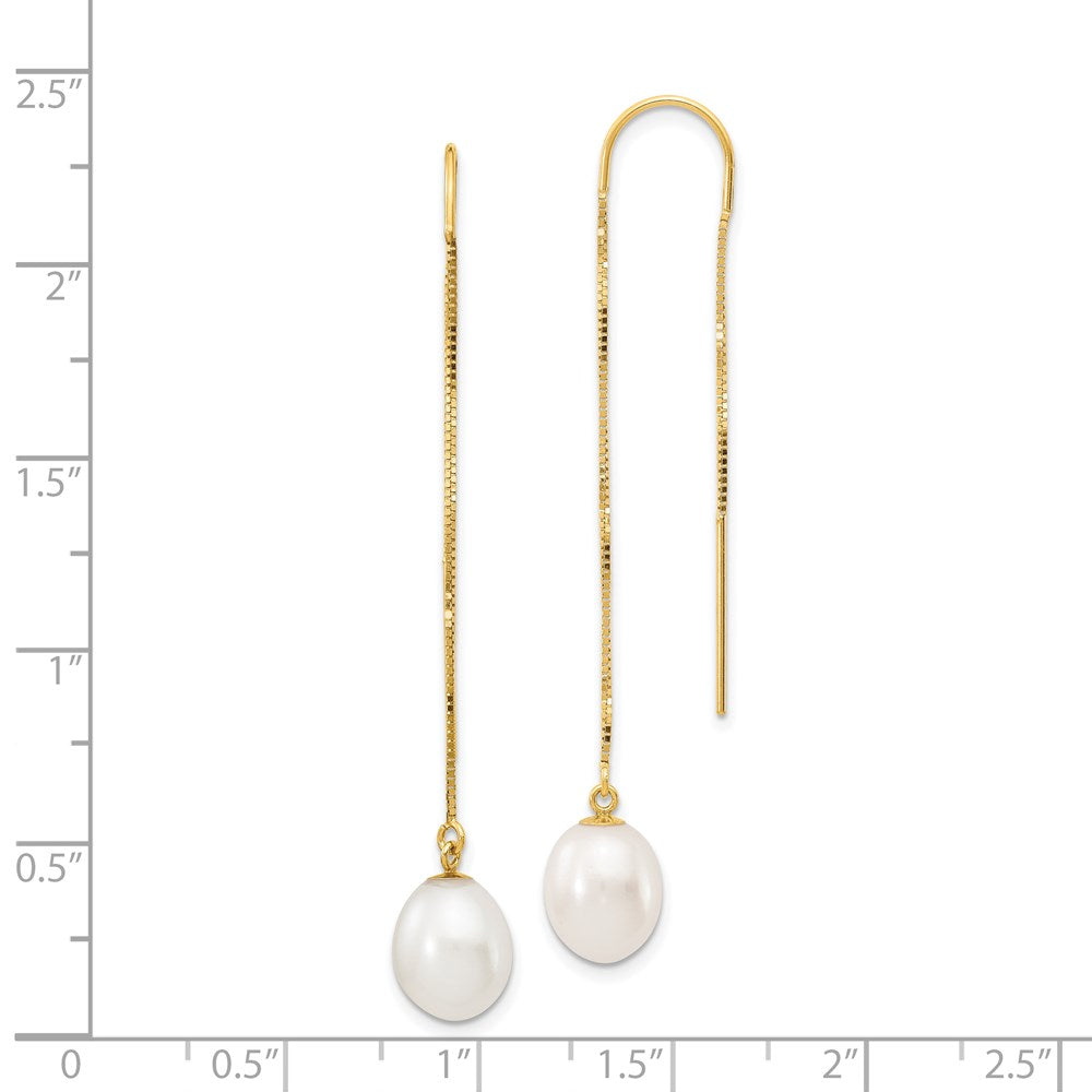 Buy Stylish 14K Gold Threader Earrings | 7-8mm Freshwater Pearls