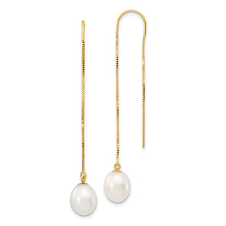 Buy Stylish 14K Gold Threader Earrings | 7-8mm Freshwater Pearls