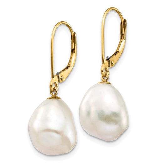 Shop Exclusive 14K White Gold 10x12mm White Keshi Pearl Dangle Earrings