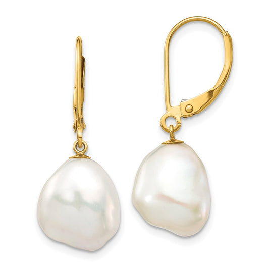 Shop Exclusive 14K White Gold 10x12mm White Keshi Pearl Dangle Earrings