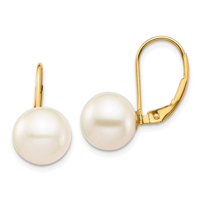 Shop Exclusive 14K White Gold Leverback Earrings with 9-10mm Freshwater Pearls-1