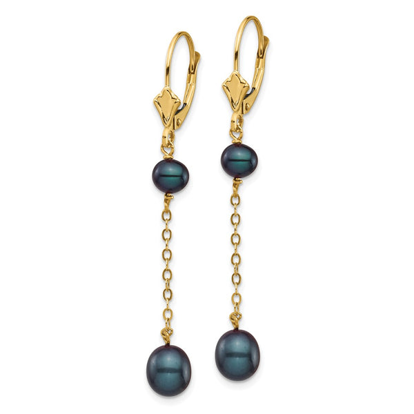 14K Gold Freshwater Pearl Dangle Earrings