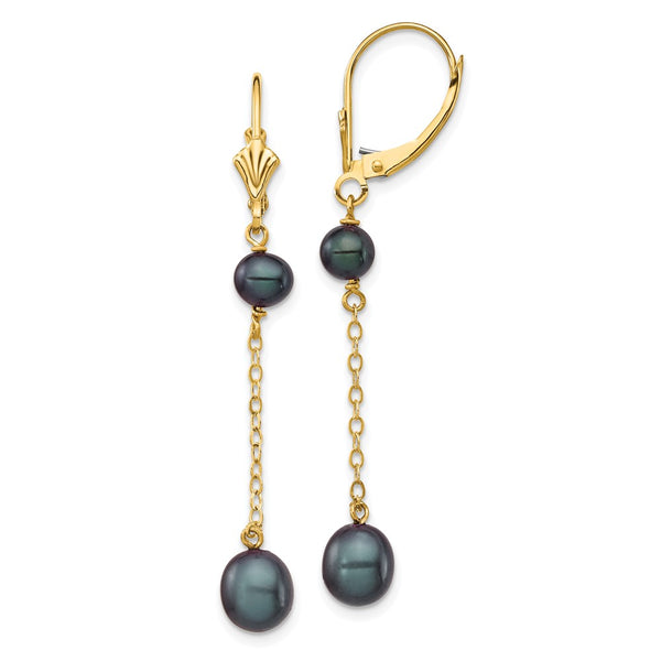 14K Gold Freshwater Pearl Dangle Earrings