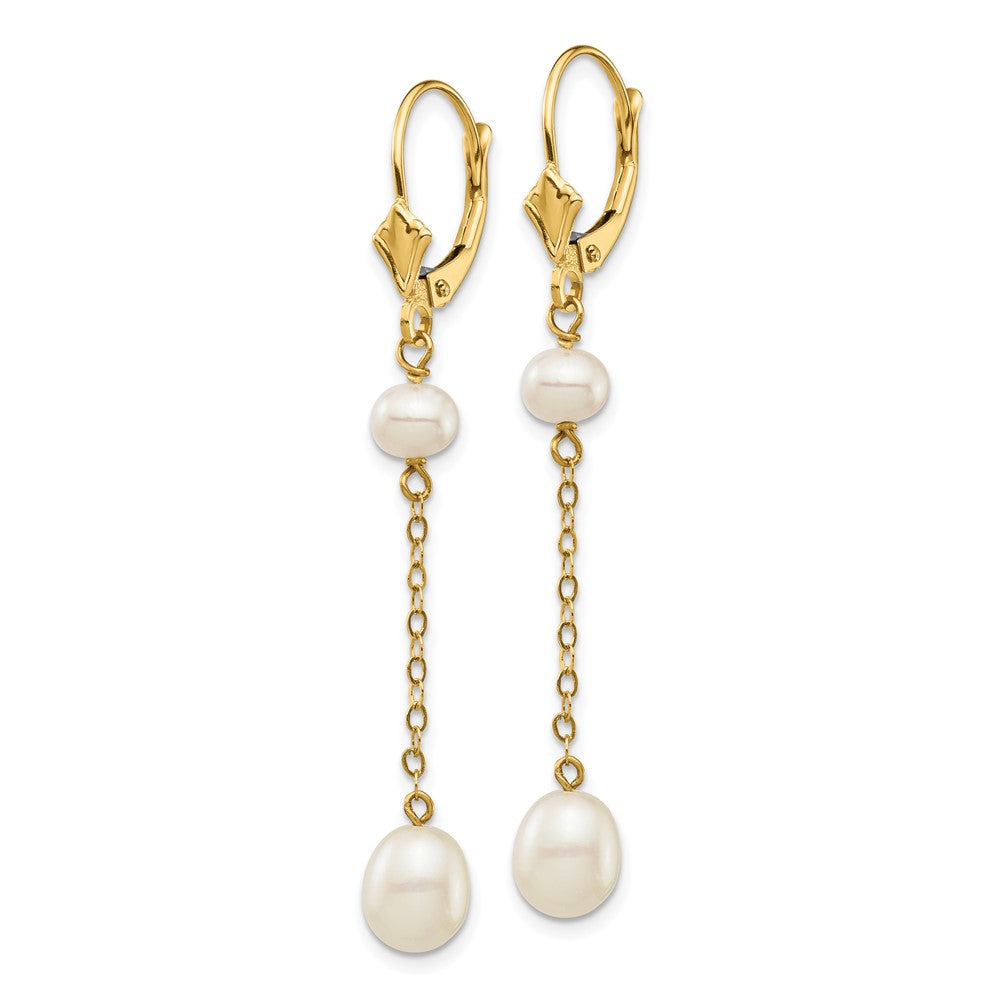 Buy Stylish 14K White Gold Pearl Dangle Earrings - 5-7mm Freshwater Luxury