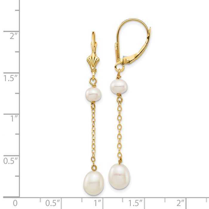 Buy Stylish 14K White Gold Pearl Dangle Earrings - 5-7mm Freshwater Luxury-4