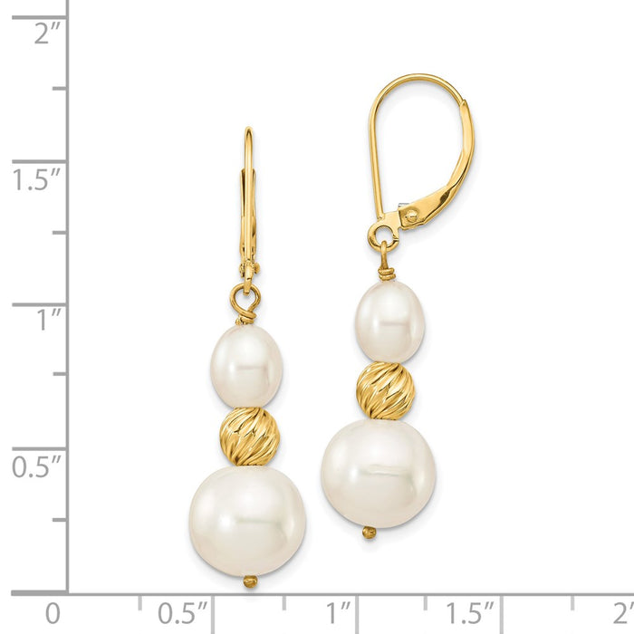 Buy 14K White Gold Diamond-Cut Dangle Earrings with Freshwater Pearls - Luxury!-4