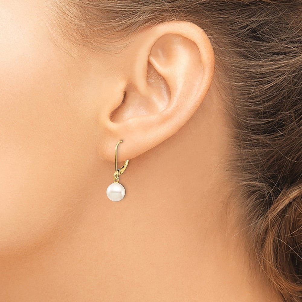 Buy Stylish 14K White Gold Dangle Earrings with 7-8mm Freshwater Pearls